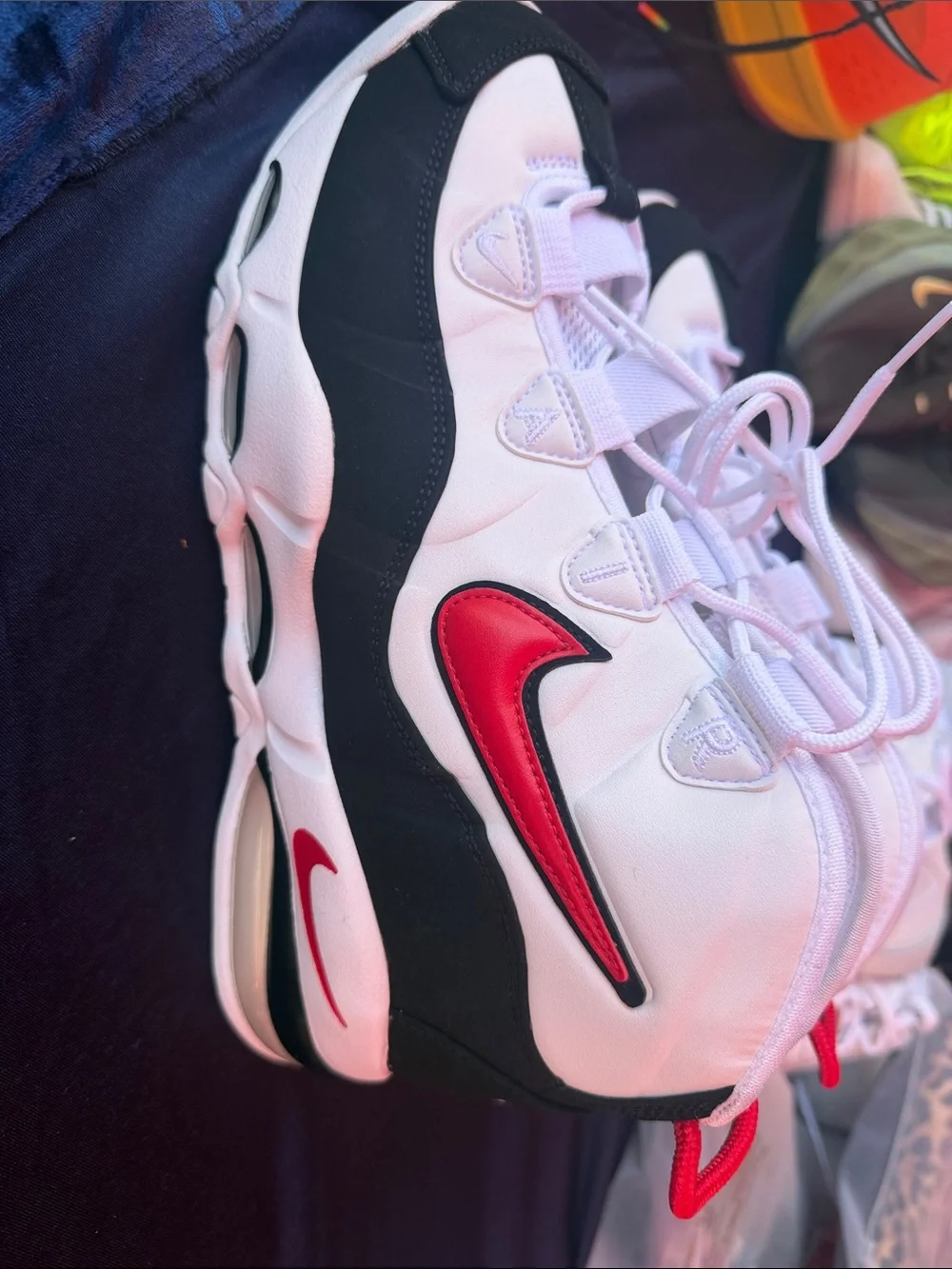 Kids White and Black Athletic Shoes with Red Accents